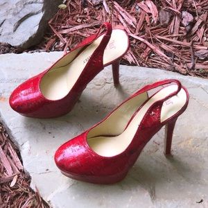 Just Fabulous Red Cork Look Heel Strap Stilettos 7